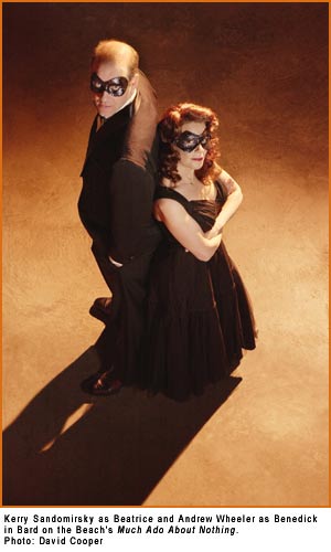 Kerry Sandomirsky as Beatrice and Andrew Wheeler as Benedick in Bard on the Beach's Much Ado About Nothing. Photo: David Cooper